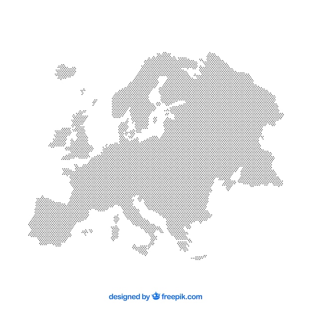 ベクトル フラットスタイルのドット付きヨーロッパの地図