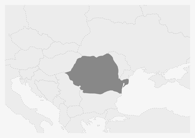 強調表示されたルーマニア マップとヨーロッパの地図