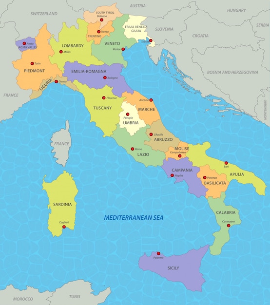 ベクトル イタリアの地図