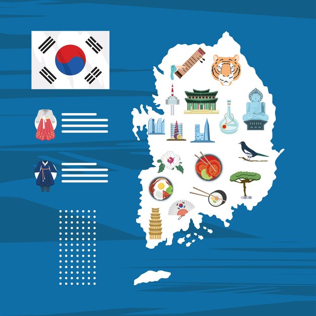 韓国の地図