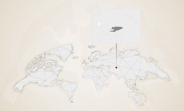Карта кыргызстана с соседними странами закреплена на карте мира