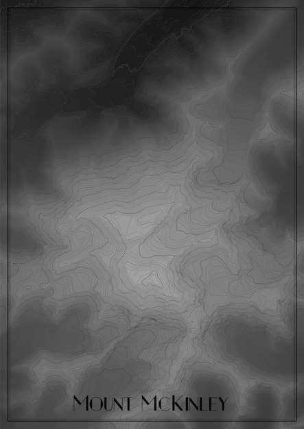 Карта горы мак-кинли денали аляска векторная карта высот национального парка сгенерированная концептуальная карта рельефа поверхности подробная географическая элегантная ландшафтная схема топографический контурный плакат