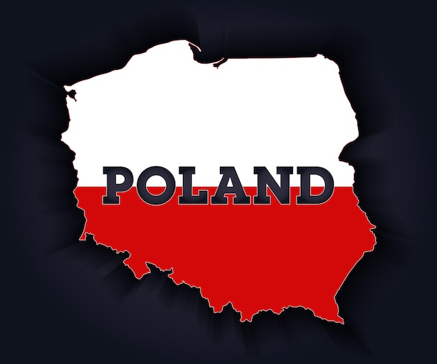 벡터 국기 색상에 폴란드의 지도