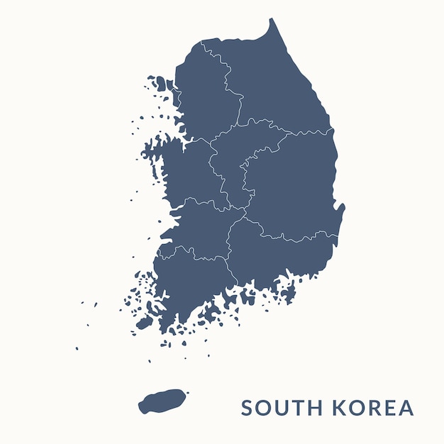 ベクトル 韓国の地図。韓国地図のベクター イラストです。