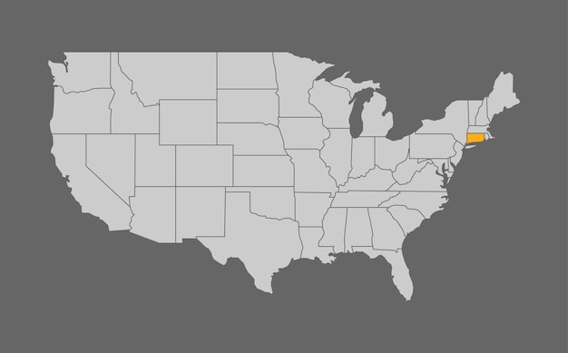 Карта соединенных штатов с выделением коннектикута