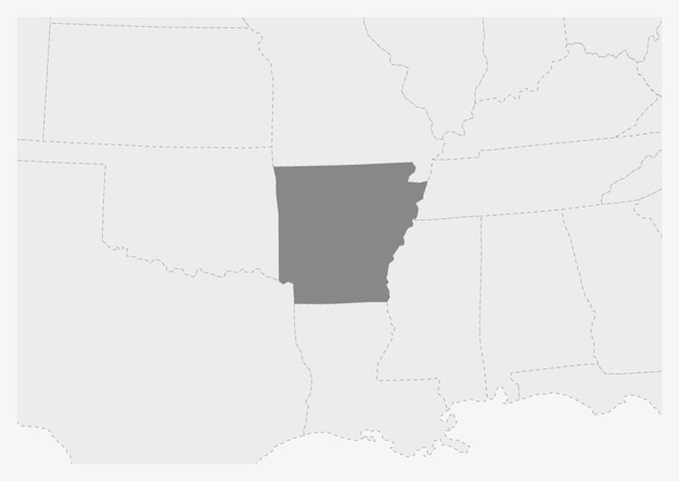 ベクトル 強調表示されたアーカンソー州の地図と米国の地図