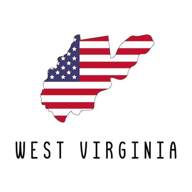 Карта западной вирджинии окрашена в цвета американского флага силуэт или границы штата сша вектор