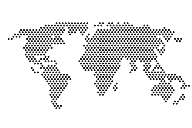 벡터 화이트 절연 벡터 검은 점 형성에서 세계의 지도
