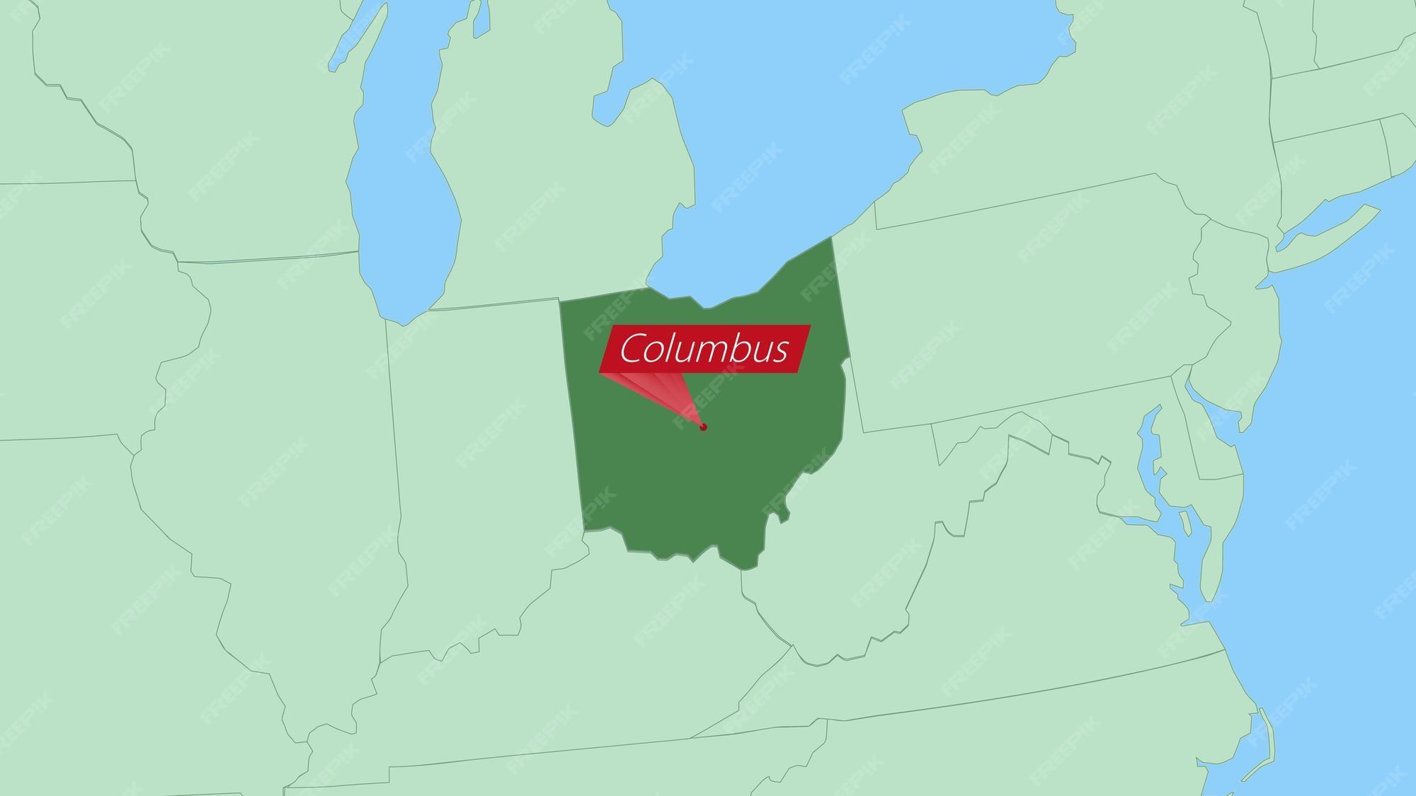 Premium Vector | Map of Ohio with pin of country capital