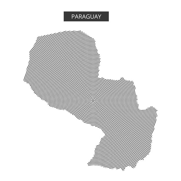 Map outline of Paraguay with dotted pattern highlighting the countrys shape