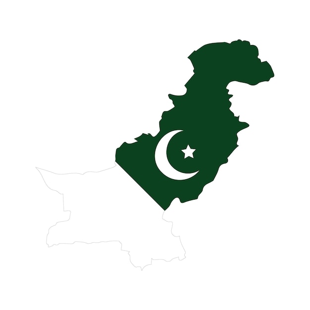 Mappa del pakistan con bandiera pakistana su sfondo grigio illustrazione vettoriale