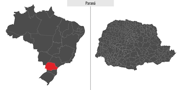 Карта штата Парана в Бразилии