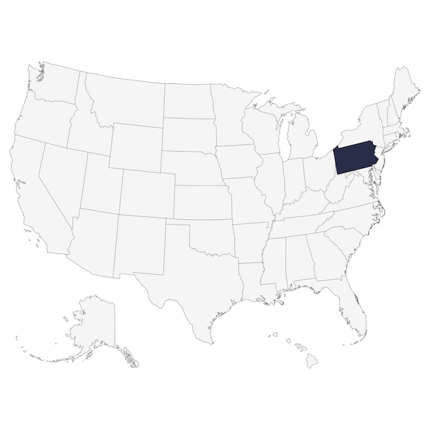 Vettore mappa della pennsylvania usa mappa