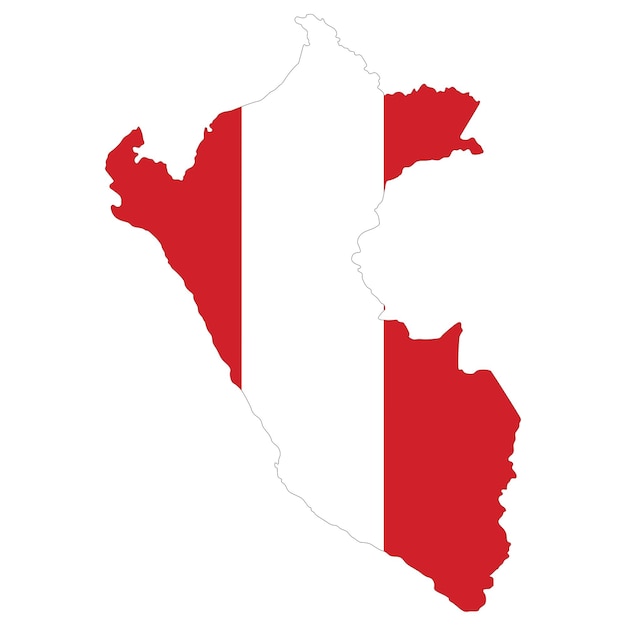 Mappa del perù con la bandiera nazionale del perù