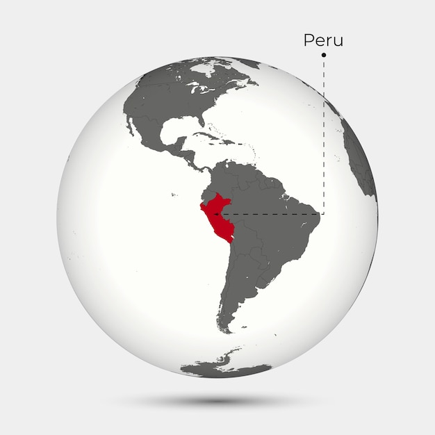 Vector map of peru with position on the globe