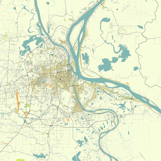 Vector map of phnom penh cambodia