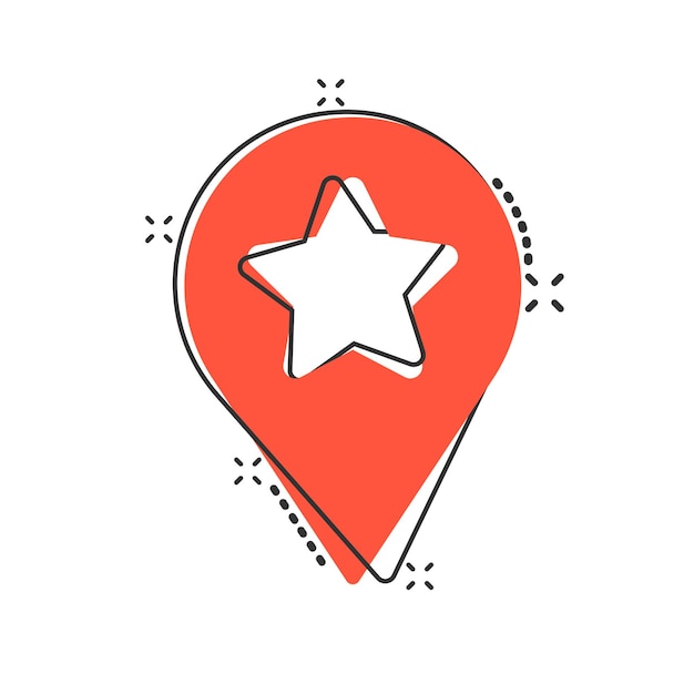 Map pin icon in comic style GPS navigation cartoon vector illustration on white isolated background Locate position splash effect business concept