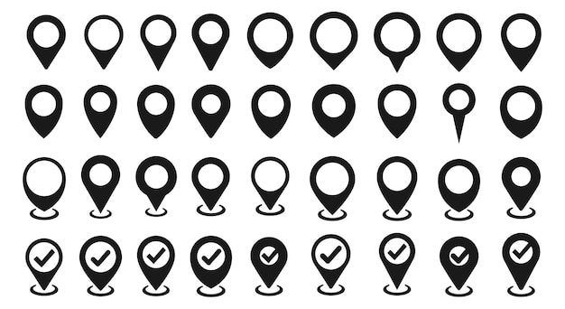 Vector map pin icon location pin place marker set