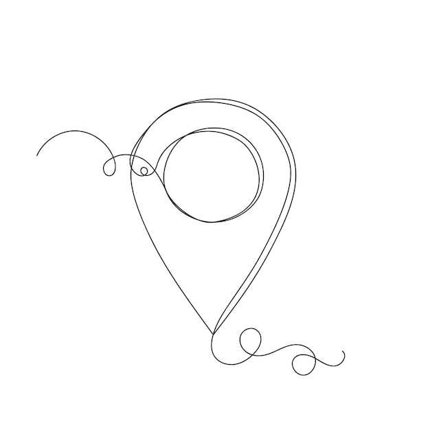 Map pin location continuous one line art decoration vector illustration