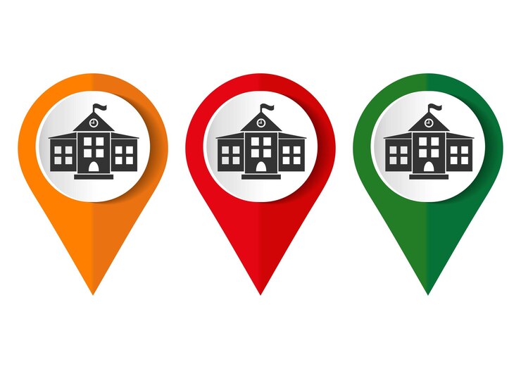 Vector map pin for school location vector illustration