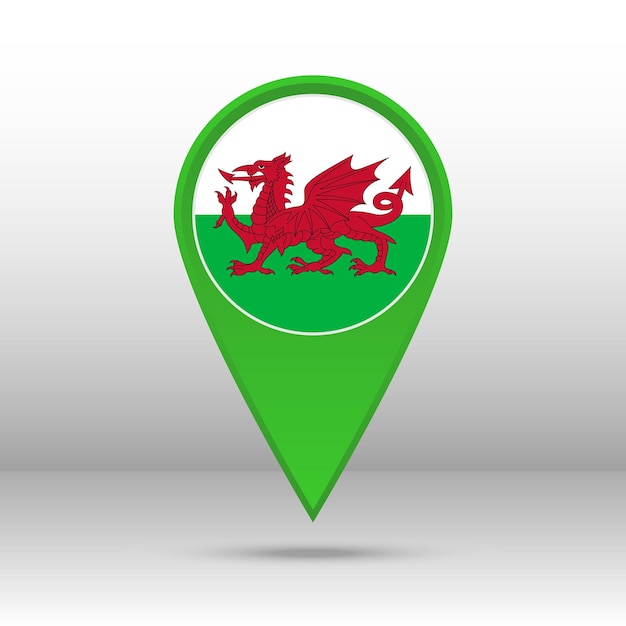 Map Pin Wales Flag