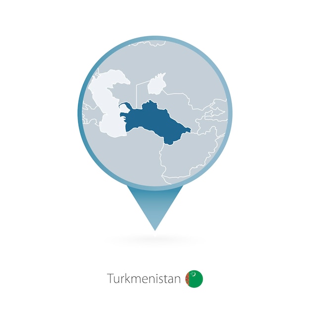 ベクトル トルクメニスタンと近隣諸国の詳細な地図が付いた地図ピン