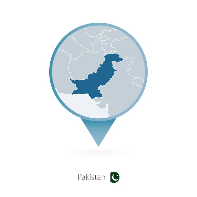 パキスタンと近隣諸国の詳細な地図が付いた地図ピン