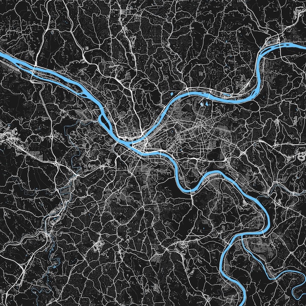 Vettore mappa di pittsburgh, pennsylvania, stati uniti