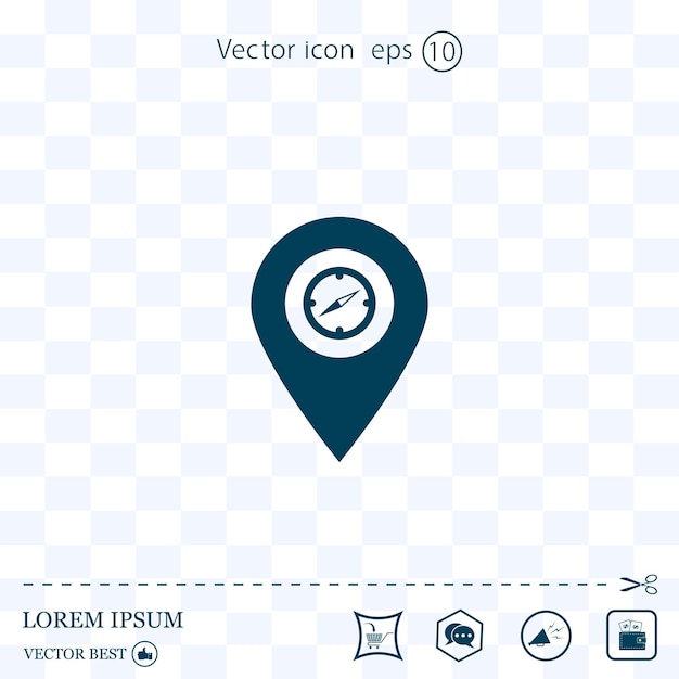 Map pointer flat icon navigator vector illustration