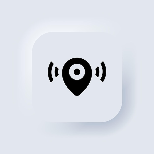 Map pointer icon. Location icon. Map pointer notification. Simple looking for signal. Neumorphic UI UX white user interface web button. Neumorphism. Vector EPS 10.