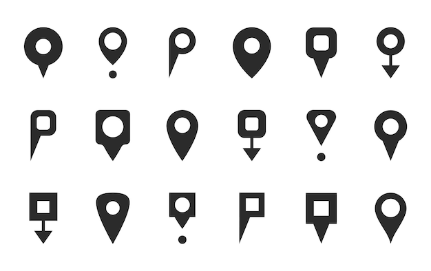 Map pointer icon set Map pin icons Location pin icon collection