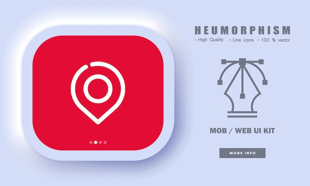 マップ ポインターの線のアイコン 目的地の場所の地理 gps オンライン アプリ ナビゲーター ナビゲーション機器旅行 地理位置情報の概念 Neomorphism スタイル ビジネスと広告のベクトル線のアイコン