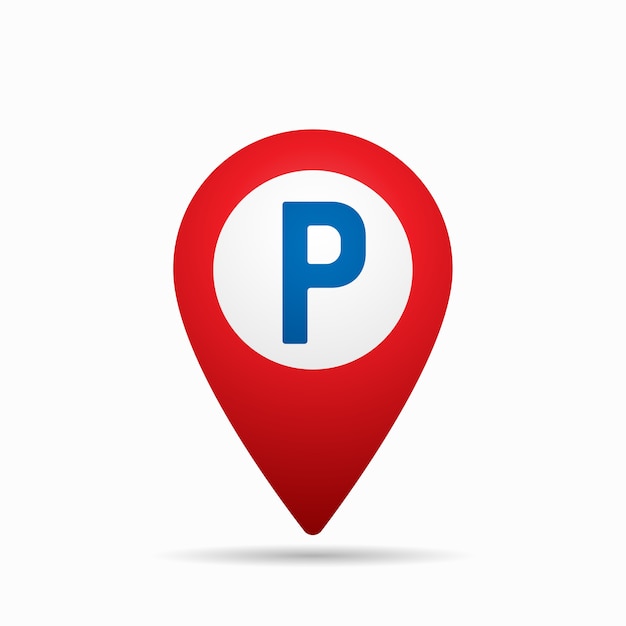 Map pointer with car parking icon.  