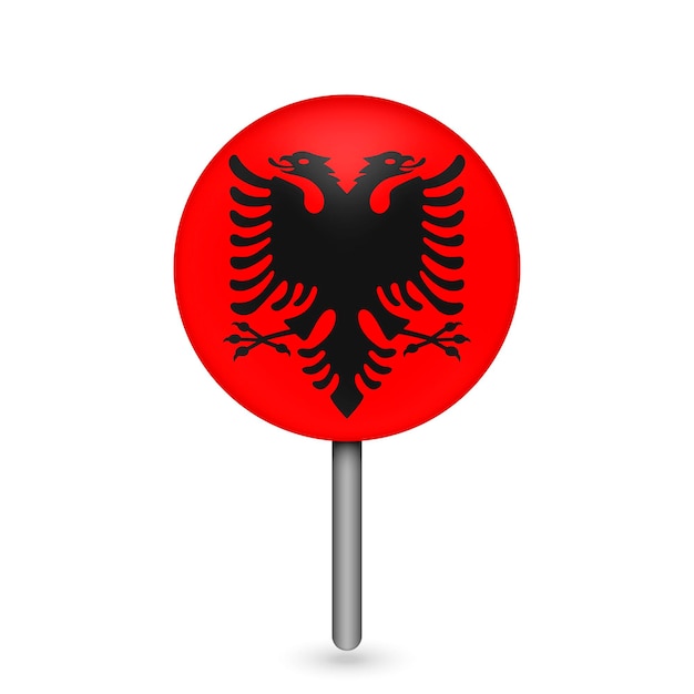 アルバニアの国旗を示す地図ポインター ベクトルイラスト
