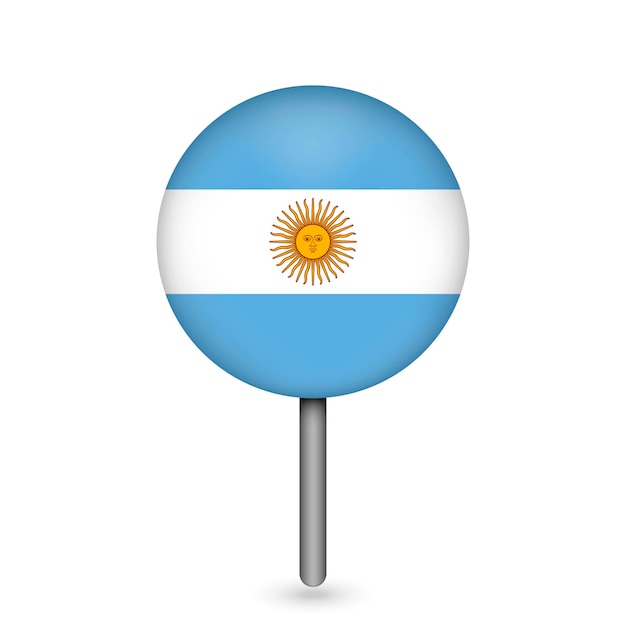 Map pointer with contry Argentina Argentina flag Vector illustration