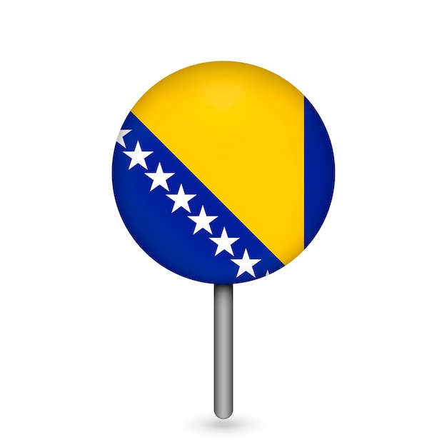 Map pointer with contry Bosnia and Herzegovina Bosnia and Herzegovina flag Vector illustration