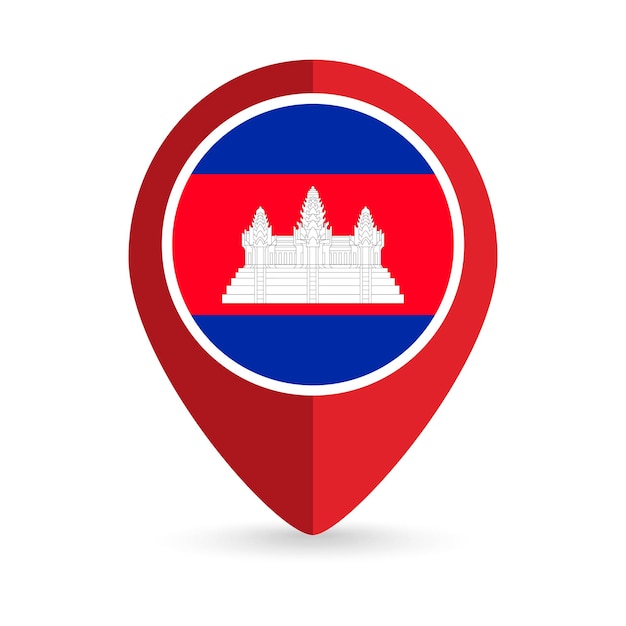 Map pointer with contry Cambodia Cambodia flag Vector illustration