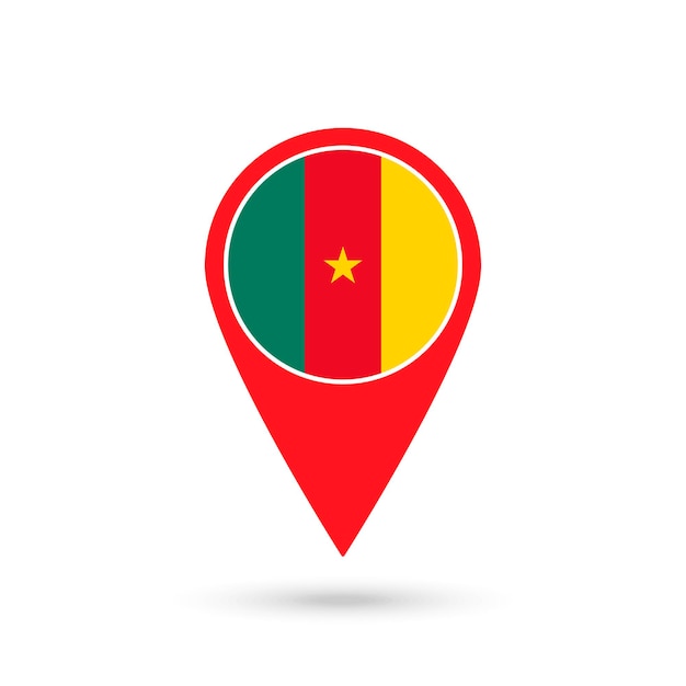 Указатель карты со страной Камерун Флаг Камеруна Векторная иллюстрация