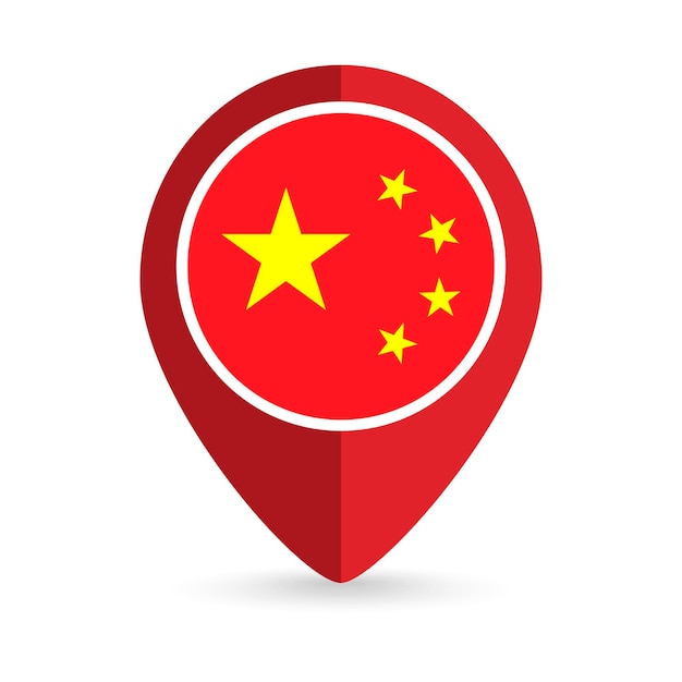 Map pointer with contry China China flag Vector illustration