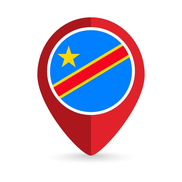 Map pointer with contry Democratic Republic of the Congo Democratic Republic of the Congo flag Vector illustration