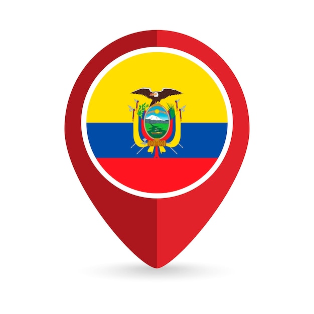 Map pointer with contry Ecuador Ecuador flag Vector illustration