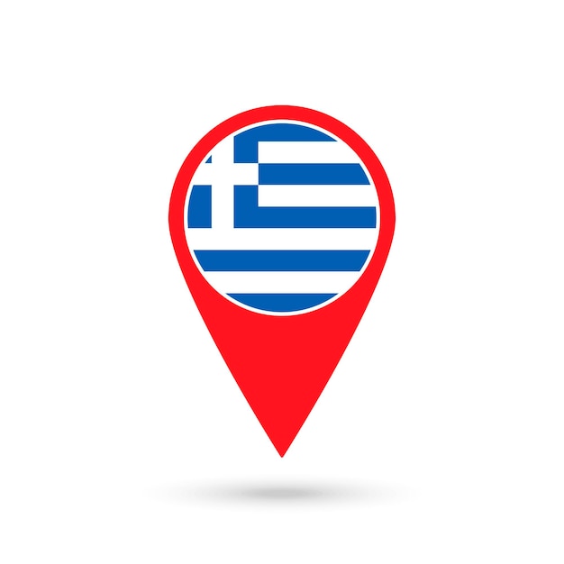 Указатель карты с векторной иллюстрацией флага Греции Греции