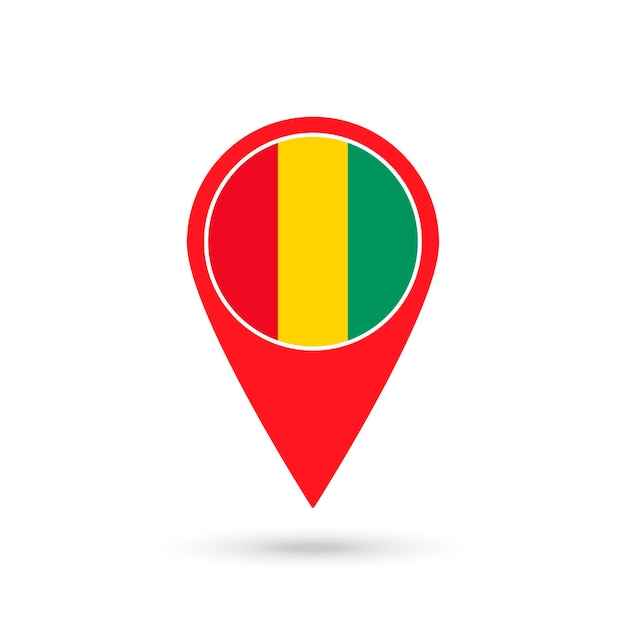 ギニアの国旗を含む地図ポインターベクトル図
