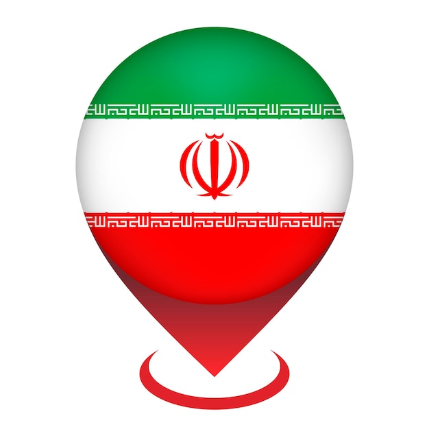 Указатель карты с векторной иллюстрацией флага Ирана Ирана