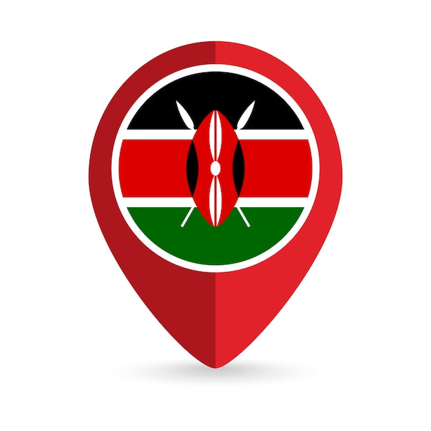 Map pointer with contry Kenya Kenya flag Vector illustration