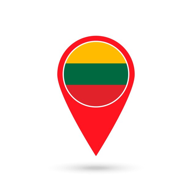 Map pointer with contry Lithuania Lithuania flag Vector illustration