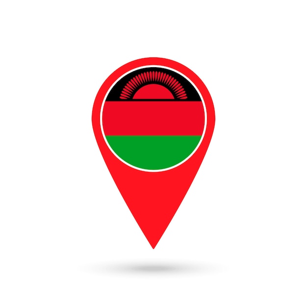 Map pointer with contry Malawi Malawi flag Vector illustration