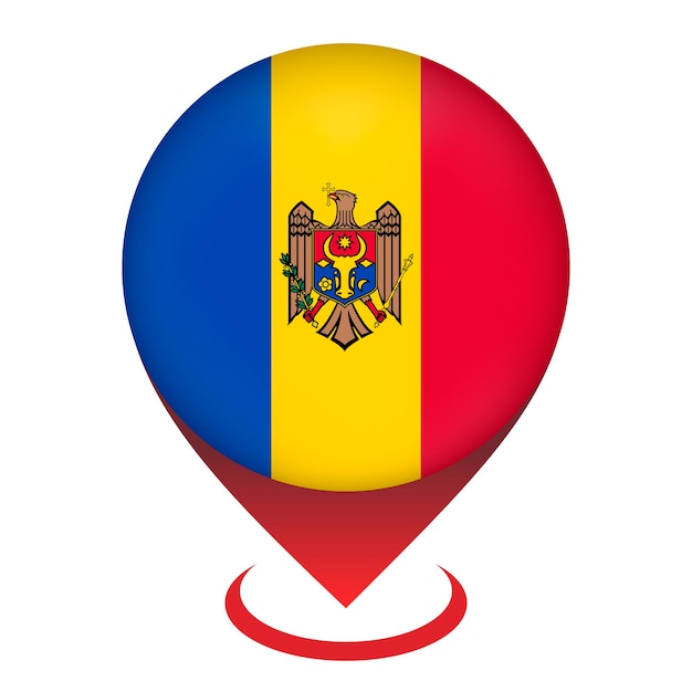 Map pointer with contry Moldova Moldova flag Vector illustration