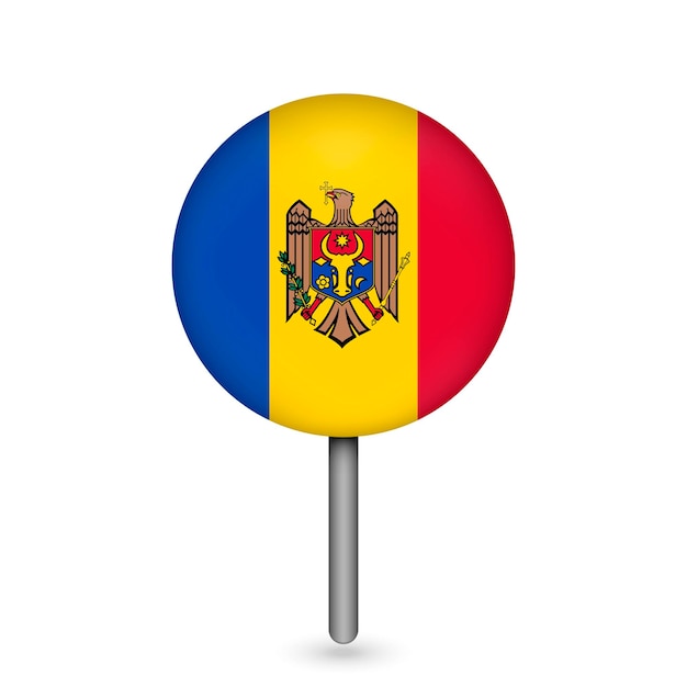 Map pointer with contry Moldova Moldova flag Vector illustration