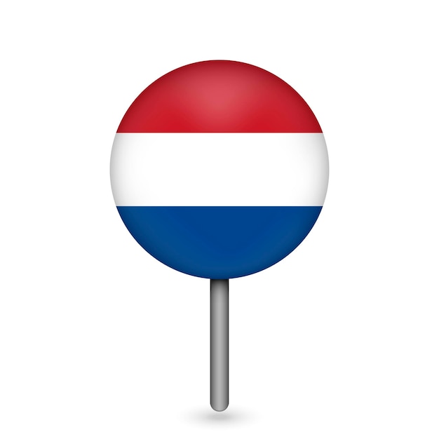 Map pointer with contry Netherlands Netherlands flag Vector illustration